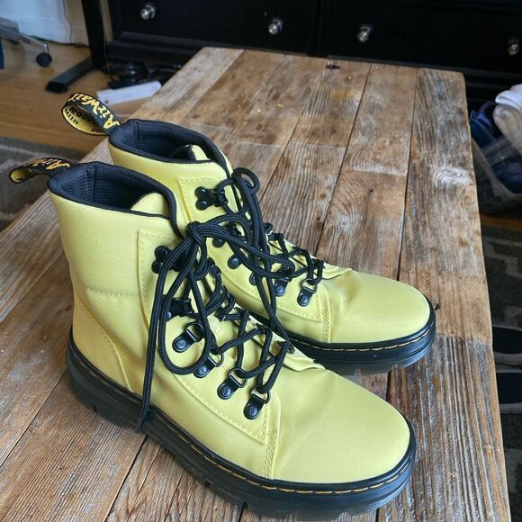 Dr. Martens Lemon Yellow Cyclone Nylon Combs Utility Boots - Picture 7 of 11